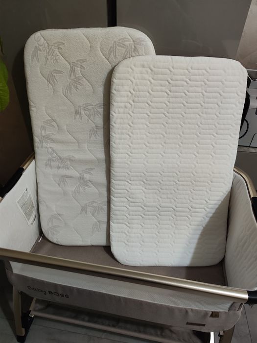 Кошара с подвижна страна Chipolino Baby boss, Бежова+ матрак бамбук