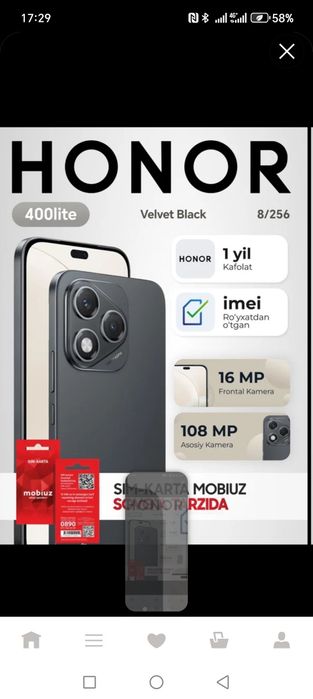 Honor 400 lite ishlashiga javob