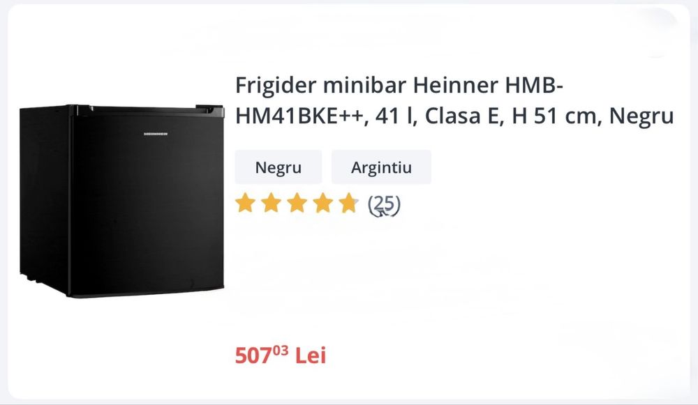Frigider minibar HEINNED folosit in birou. Ca nou