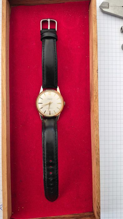 Ceas de mana mecanic elvetian LANTEX SWISS gold dama unisex auriu curea piele