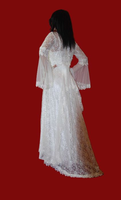 Rochie MIREASA dantelă și satin din doua piese