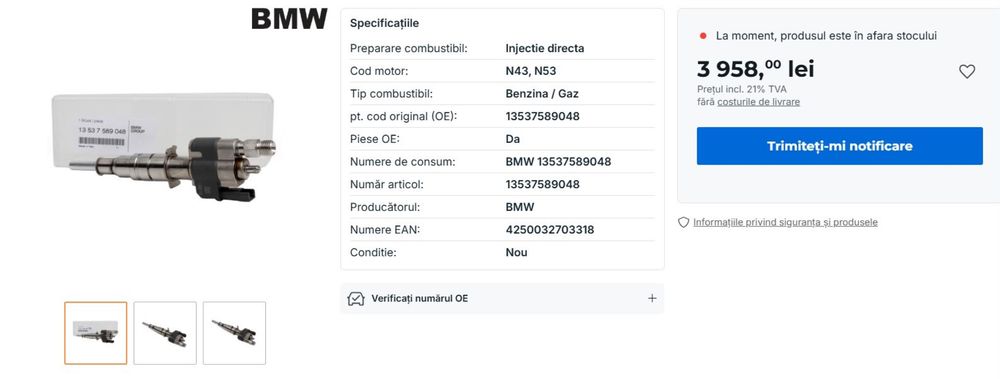 Injectoare BMW originale noi