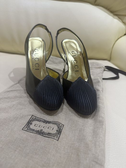 Pantofi Slingback Gucci Originali, Piele Neagră, Mărimea 36 EU, Noi