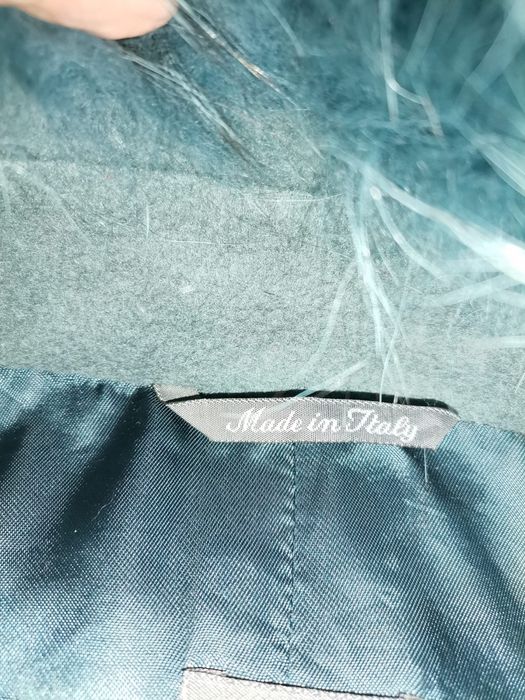 Уникално кашмирено палто с лисица в тюркоазен цвят