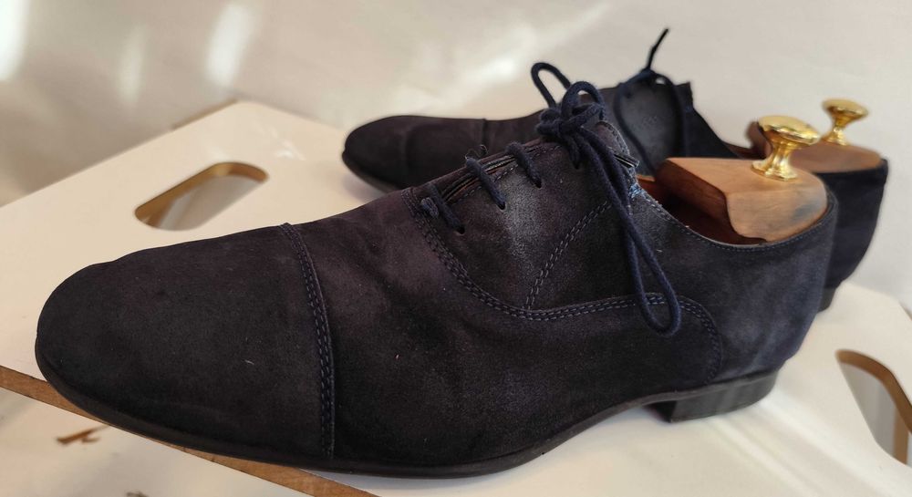Pantofi oxford 41 cap toe Geox piele naturala moale albastru