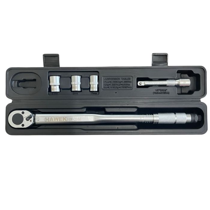 Динамометричен ключ 1/2" 28-210Nm, С ВЛОЖКИ И УДЪЛЖЕНИЕ , HAWEK