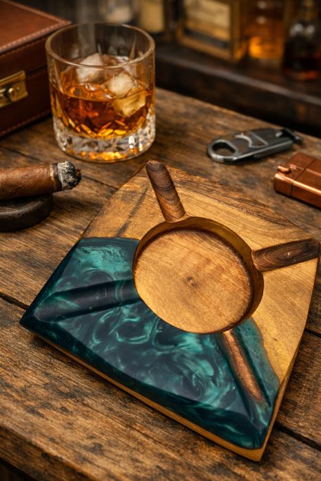 Луксозни пепелници за пури от дърво и епоксидна смола