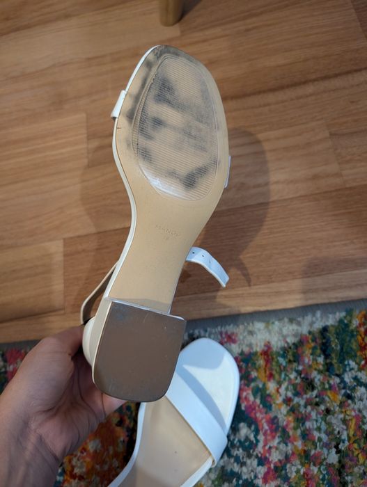 Бели сандали Mango, кожени