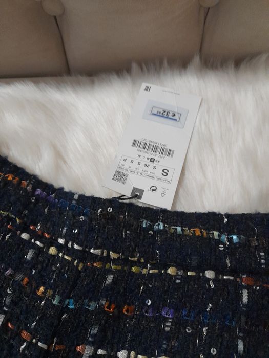 Pantaloni scurți cu talie înaltă din tweed Zara mărimea S