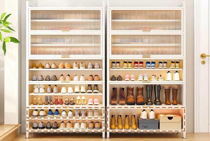 Пылезащищённый металлический шкаф для обуви у входной двери