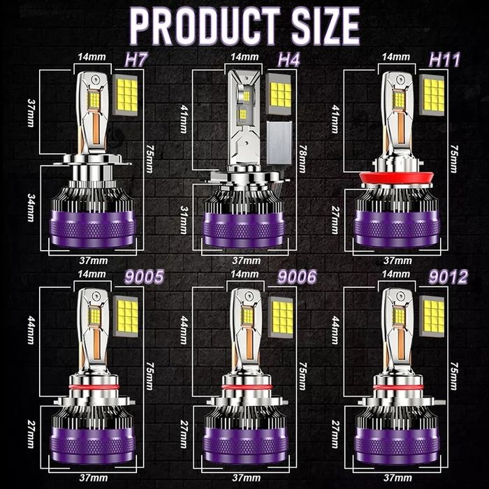 Set 2 Becuri Led H4 H7 H8 H9 H11 400W 50000LM 6500k Canbus
