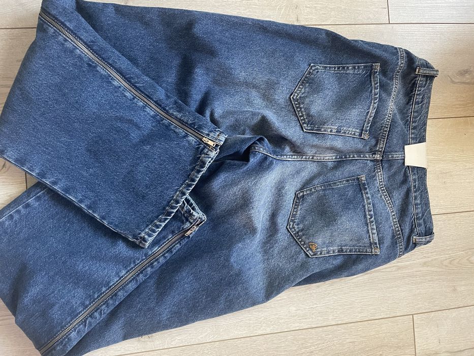 Дамски широки дънки с ципове BSB