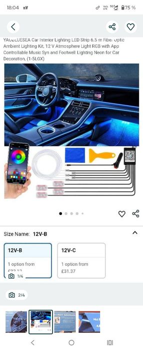 YAOBLUESEA Bandă LED pentru iluminare interioară auto 6,5 m Kit de ilu