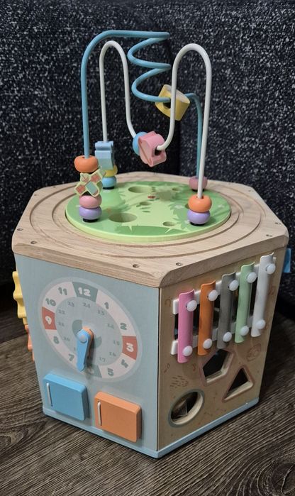 Jucarie din lem Cub Montessori  14 moduri de joaca
