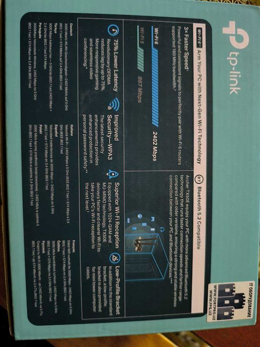 Wi - Fi и блютуз приёмник адаптер Tp - Link Wi-Fi 6  (5 + 2,4 ГГц)