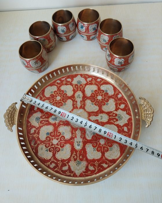 Набор Индия Латунь.Поднос и бокалы.Новый.