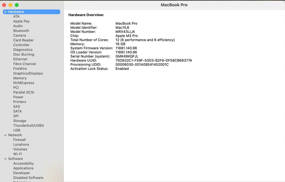 Apple MacBook Pro M3 Pro 1TB SSD 18GB