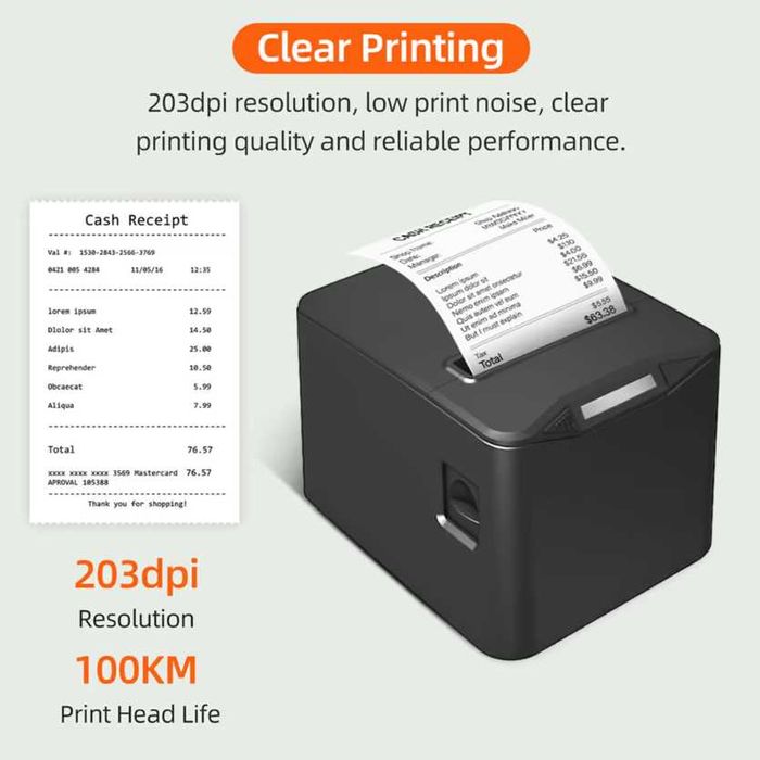 Imprimantă termică de chitanțe Bisofice 80 mm USB+LAN 220 mm/s ESC/POS