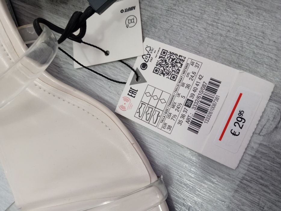 Papuci cu barete și toc transparent, mărime 38,marca Zara