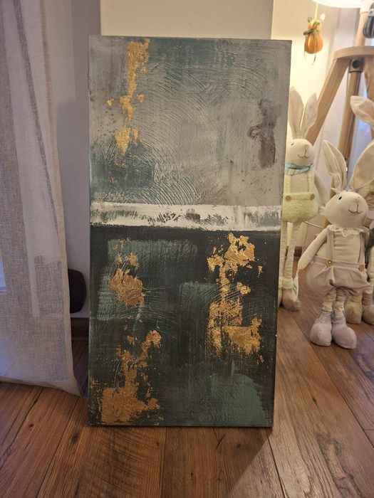 Модерни абстрактни картини в зелено и златно