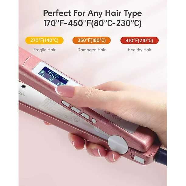 KIPOZI Профессиональный титановый утюжок с цифровым ЖК-дисплеем