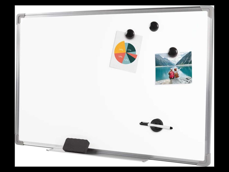 Голяма Магнитна бяла дъска с маркер и магнити комплект