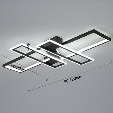 Led Черни правоъгълници невисяща трицветна лампа за таван