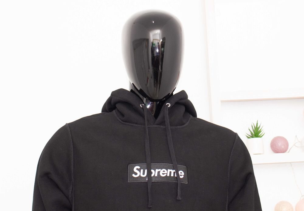 Supreme Box Logo оригинален мъжки суичър черен худи анорак M