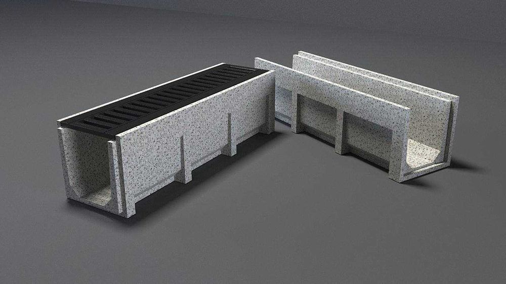 Лоток арычный с решеткой в наличии, лaток теплотрассы лотки