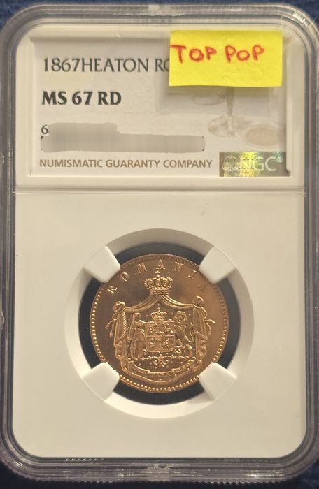 5 bani 1867 MS67 TOP POP