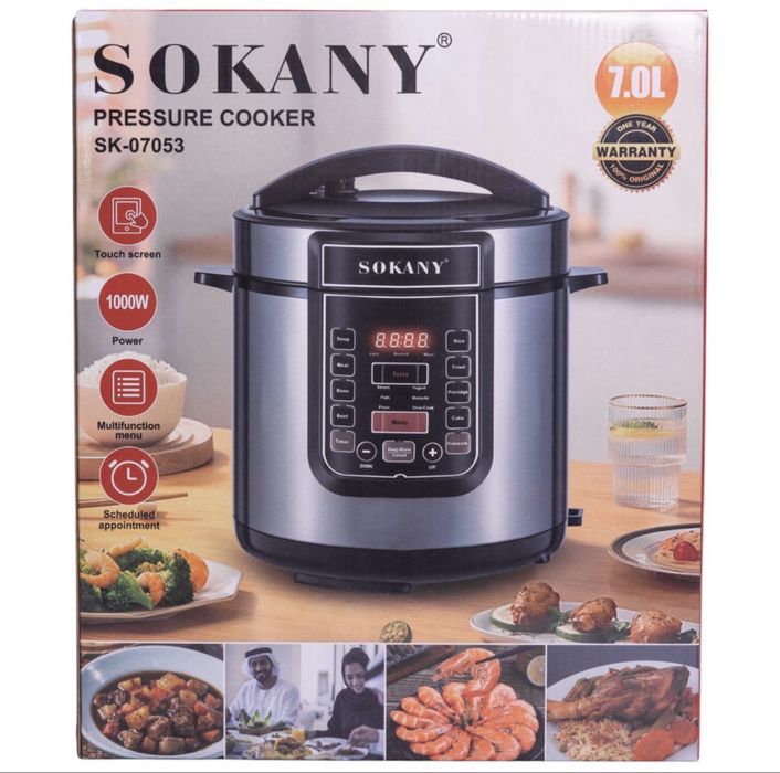 Мултикукър 7 литра с многофункционални режими за готвене 1000W Sokany