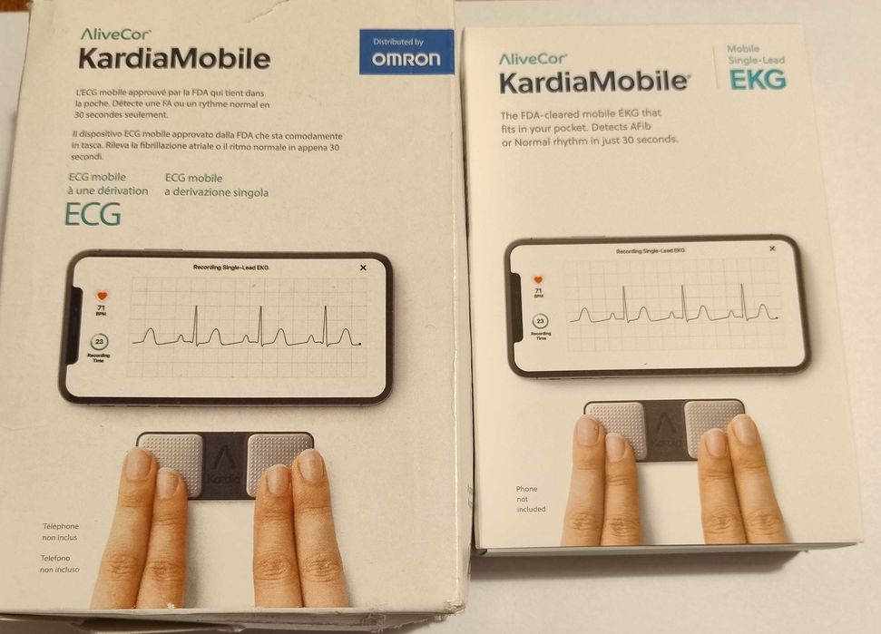 KardiaMobile ЕКГ монитор с 1 отвеждане открива AFib нередовни аритмии