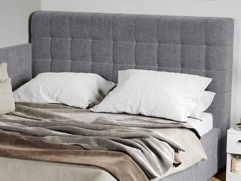 Pat Tapitat de colt Rivo Gri somiera rabatabila si lada de depozitare