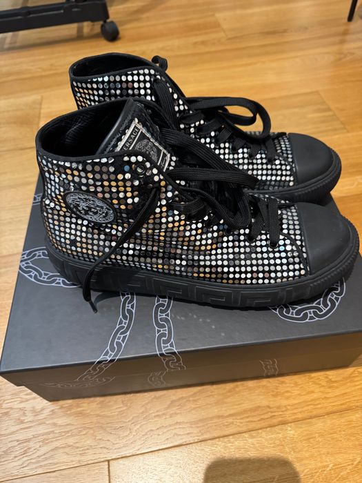 Vand versace men silver sparkle leather sneakers