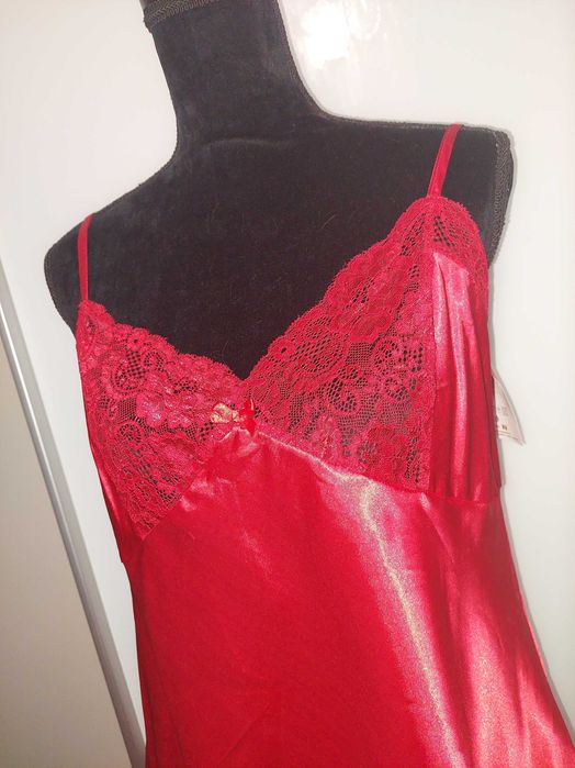 Pijama satin 2XL NOU cu etichetă roșie/furou pantaloni lungi