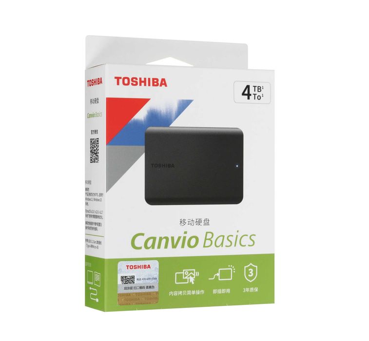 - Внешний жесткий диск 4TB Toshiba Canvio Basics 2.5" USB 3.2