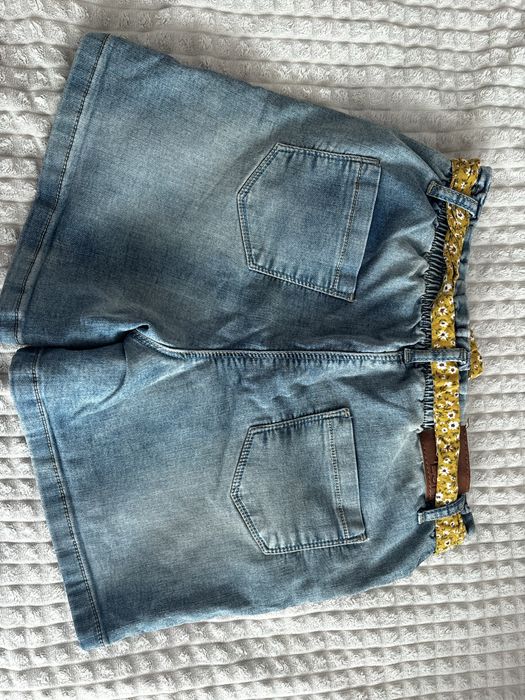 Дънкови къси панталонки LSN Denim с колан на цветя – Размер XS (12)