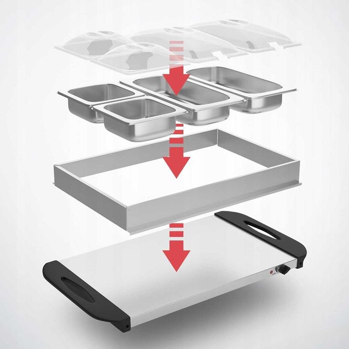 Подгревател с контейнери за храна / БЕН-МАРИ / 2х2.5 л/2х1л