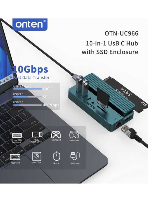 Onten OTN-UC966 — универсальный 10-в-1 USB-C Hub. Есть доставка