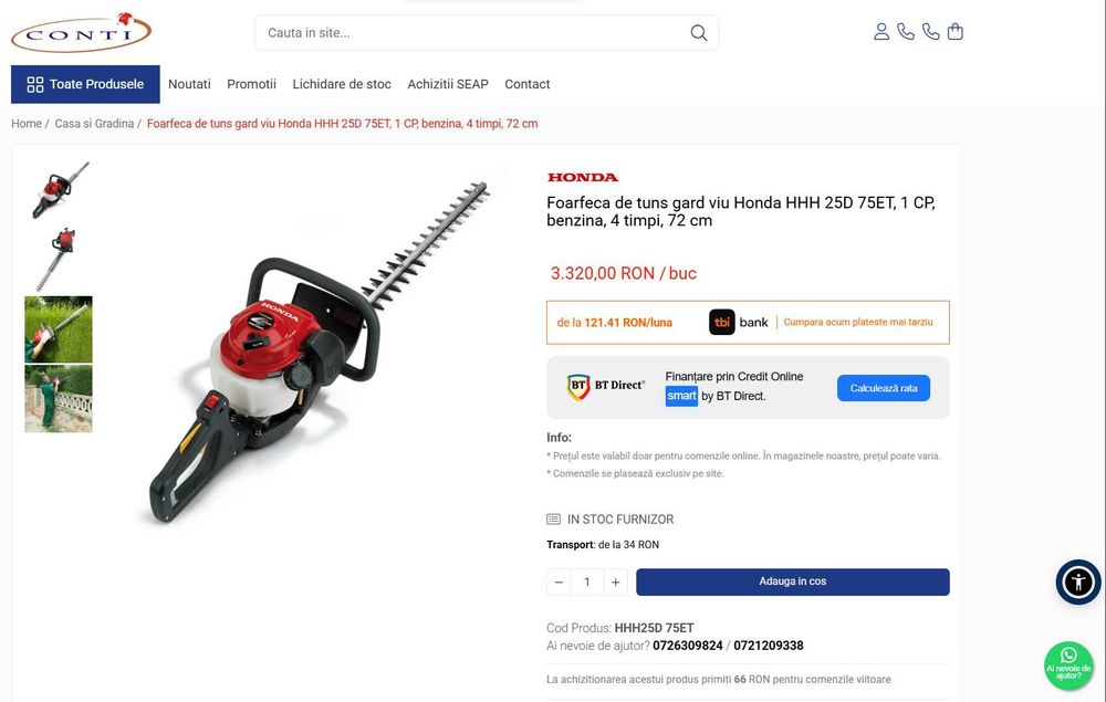 Masina de tuns gard viu cu motor pe benzina Honda