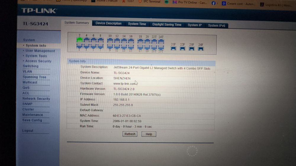 Switch TP-LINK TL-SG3424, 24 porturi x 10/100/1000Mbps + 4 x SFP cu management