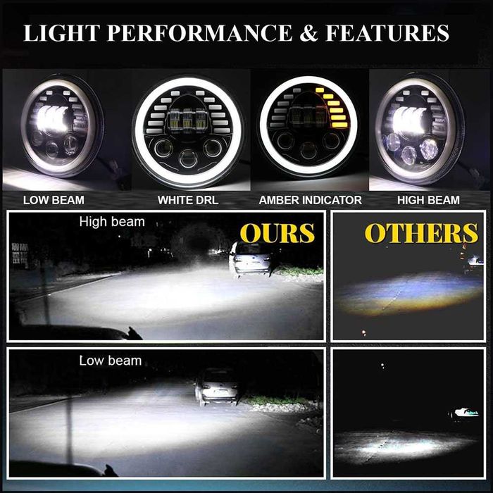 НОВ МОДЕЛ 2024 200W 7 Инчови Диодни Фарове за Lada Niva Jeep Wrangler