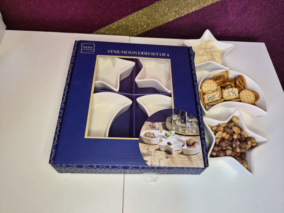 Set 4 Boluri Ceramică gustări / sosuri - Stele și Semilună (Nou)