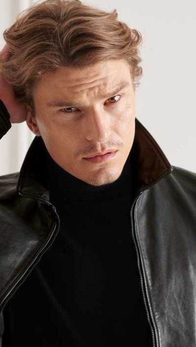 Jacheta de lux geaca piele 52 XL Atelier Torino piele si blana natural