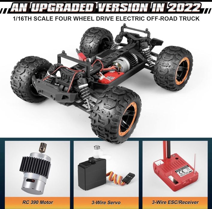 Мощен RC джип 4x4 с големи гуми и високо окачване 14+
