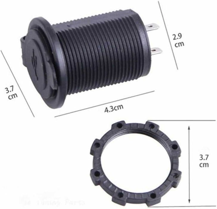 USB зарядно с 2 гнезда за вграждане в таблото 12/24V - 1A/2.1A