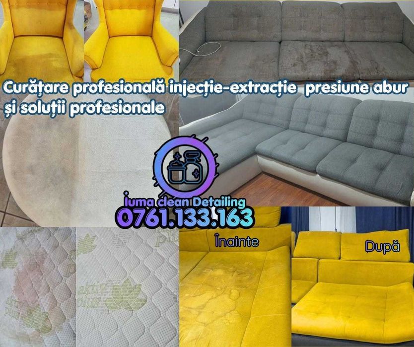 Curatare profesionala injectie-extractie presiune abur Canapele Saltele Fotolii Scaune Auto