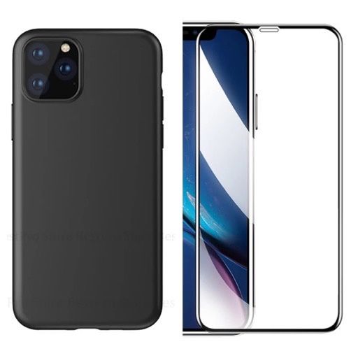 Husa Silicon Slim Case + Folie Sticla Curb 21D Iphone 13/14/15 PRO MAX