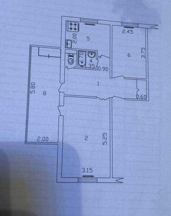 Продается 2в3-комнатная квартира, массив Карасу-2, ориентир школа №208