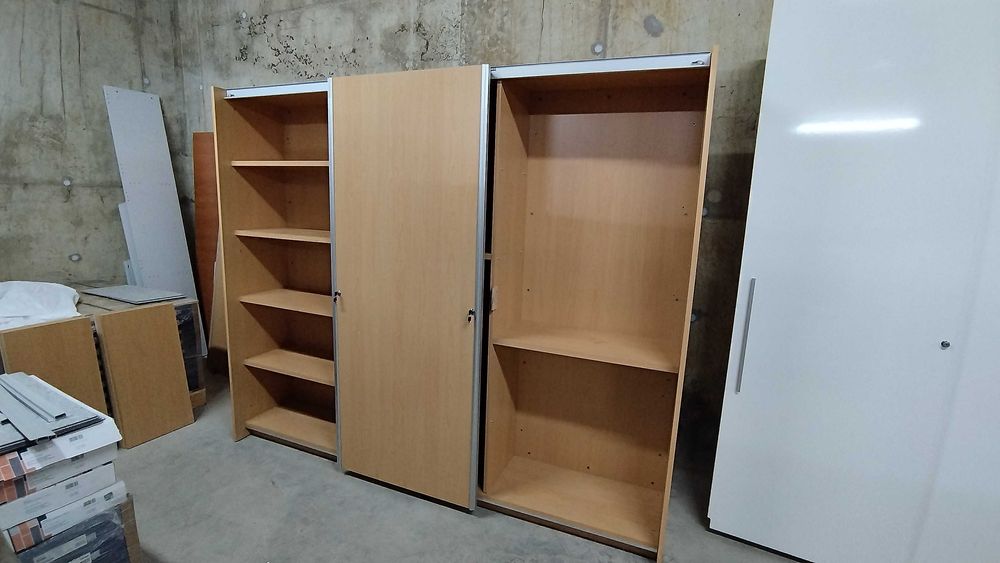 Трикрил гардероб с плъзгащи врати 240/46/200 см офис шкаф за документи